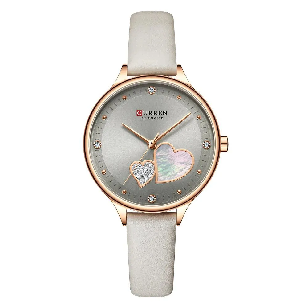 Charming Heart Dial With Rhinestone Quartz Watch