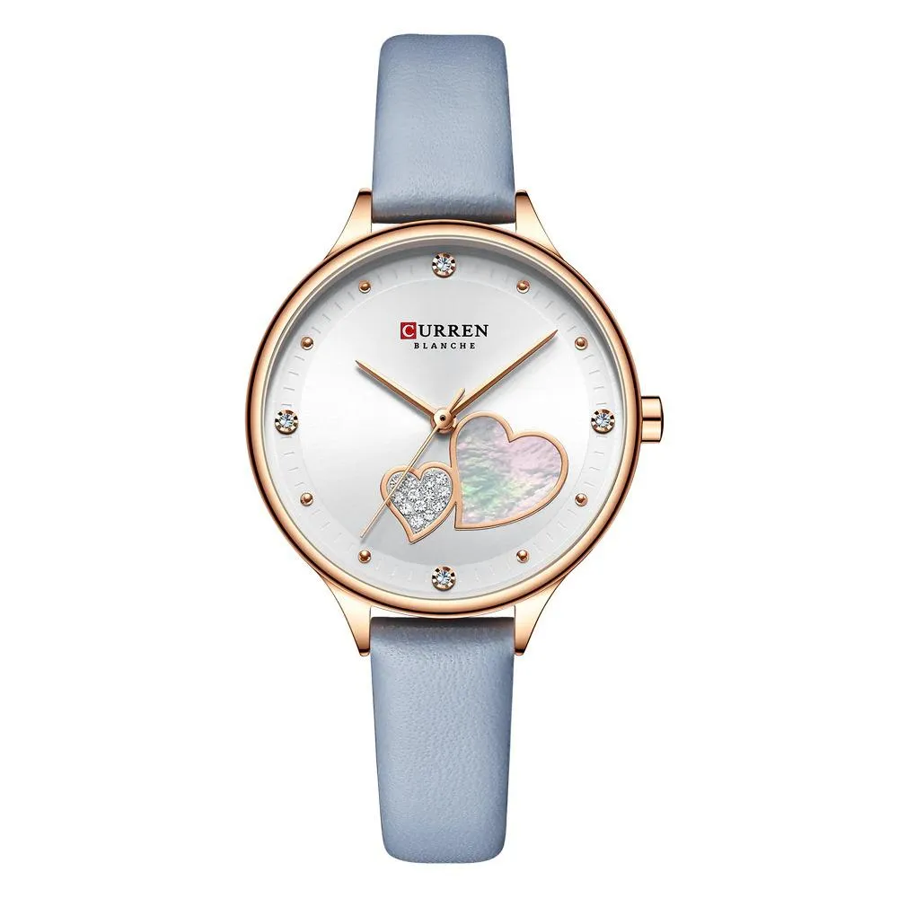 Charming Heart Dial With Rhinestone Quartz Watch