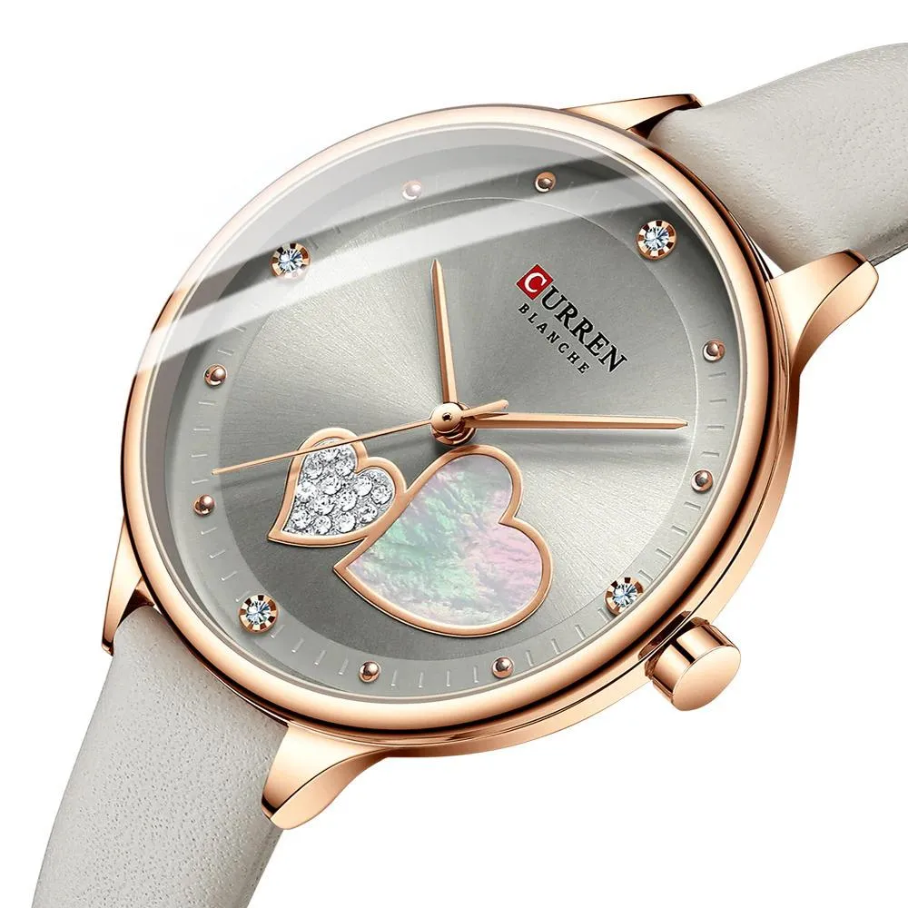Charming Heart Dial With Rhinestone Quartz Watch