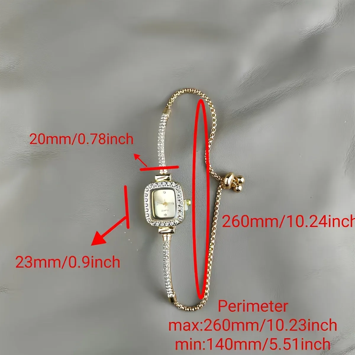 Chic Rhinestone Embellished Square Quartz Watch