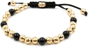 CHRIS AIRE Authentic Designer - Prayer Bead Bracelet - 18 Karat - Amber Hue Gold - Single Row - Black Cording - Unisex Bracelets - 7.25 Inches - Great Unique Gift - Sentimental Surprise
