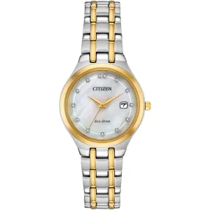 Citizen Eco-Drive Ladies Silhouette Two Tone MOP Diamond Dial Watch