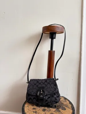COACH SIGNATURE BLACK JACQUARD CROSSBODY PURSE