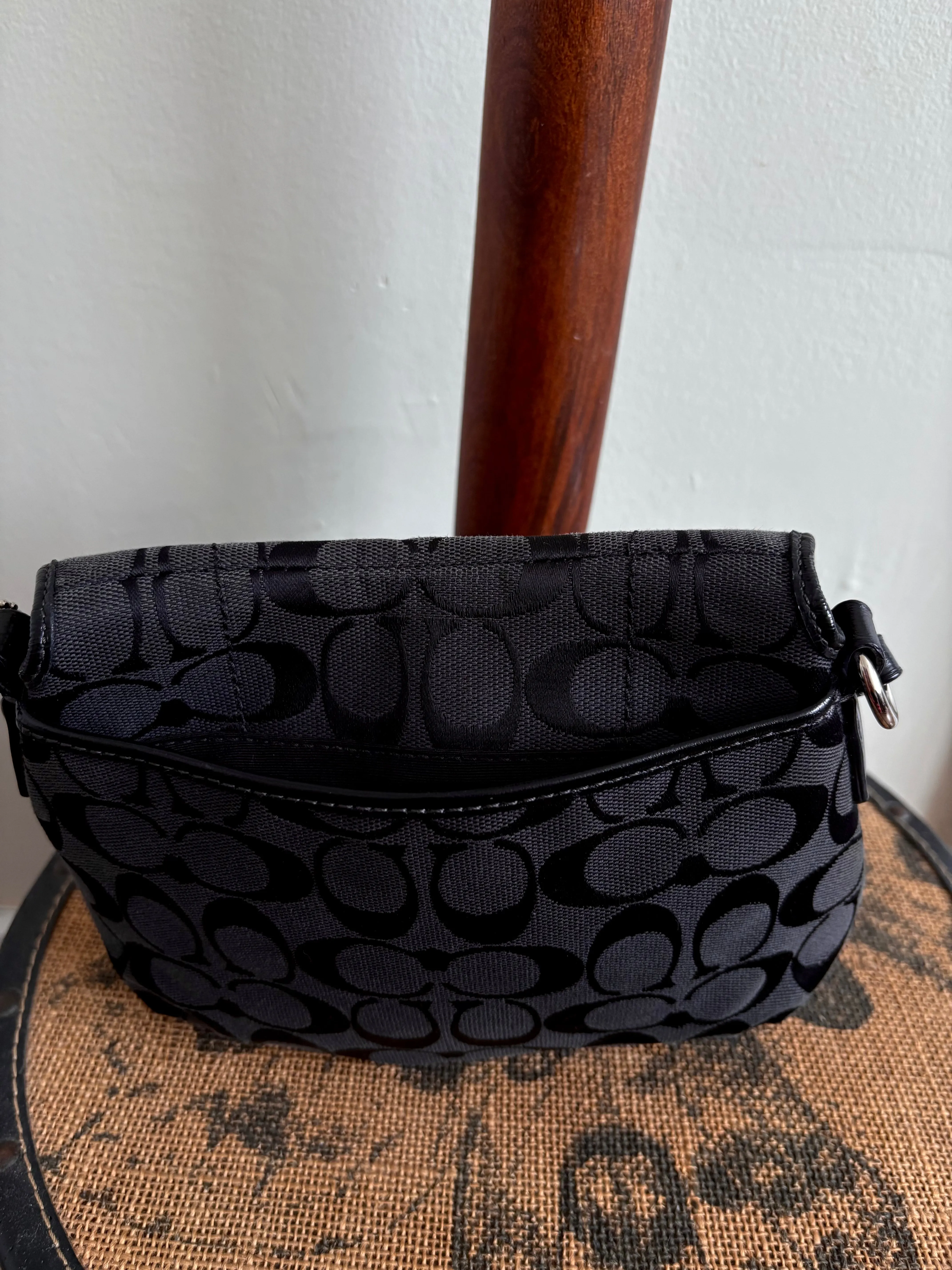 COACH SIGNATURE BLACK JACQUARD CROSSBODY PURSE