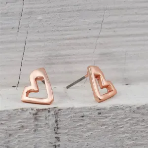 Contemporary open heart stud earrings