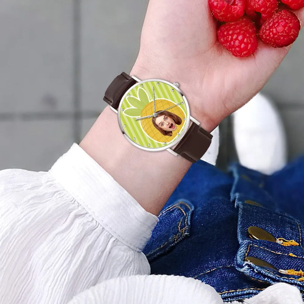 Custom Face Watch Pineapple Head Watch Fruit Watch Funny Gift