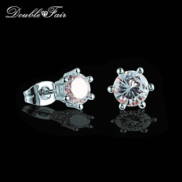 DFE035M OL Style Cubic Zirconia Stud Earrings Rose Gold/Silver Color Fashion CZ Stone Jewelry Earring For Women brincos