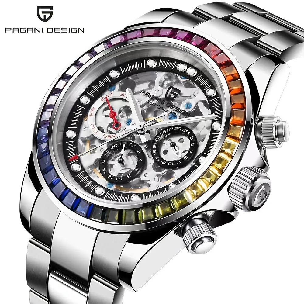 Double-sided Hollow Men's Fully Automatic Mechanical Watch, Luminous Waterproof Stainless Steel Large Dial Watch