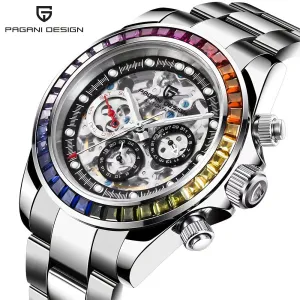 Double-sided Hollow Men's Fully Automatic Mechanical Watch, Luminous Waterproof Stainless Steel Large Dial Watch