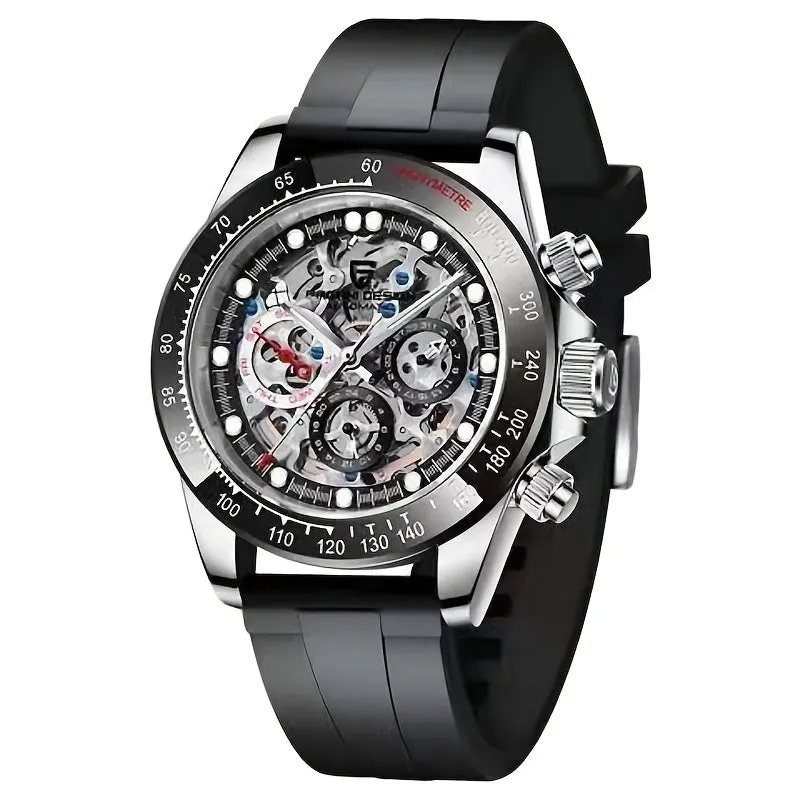 Double-sided Hollow Men's Fully Automatic Mechanical Watch, Luminous Waterproof Stainless Steel Large Dial Watch