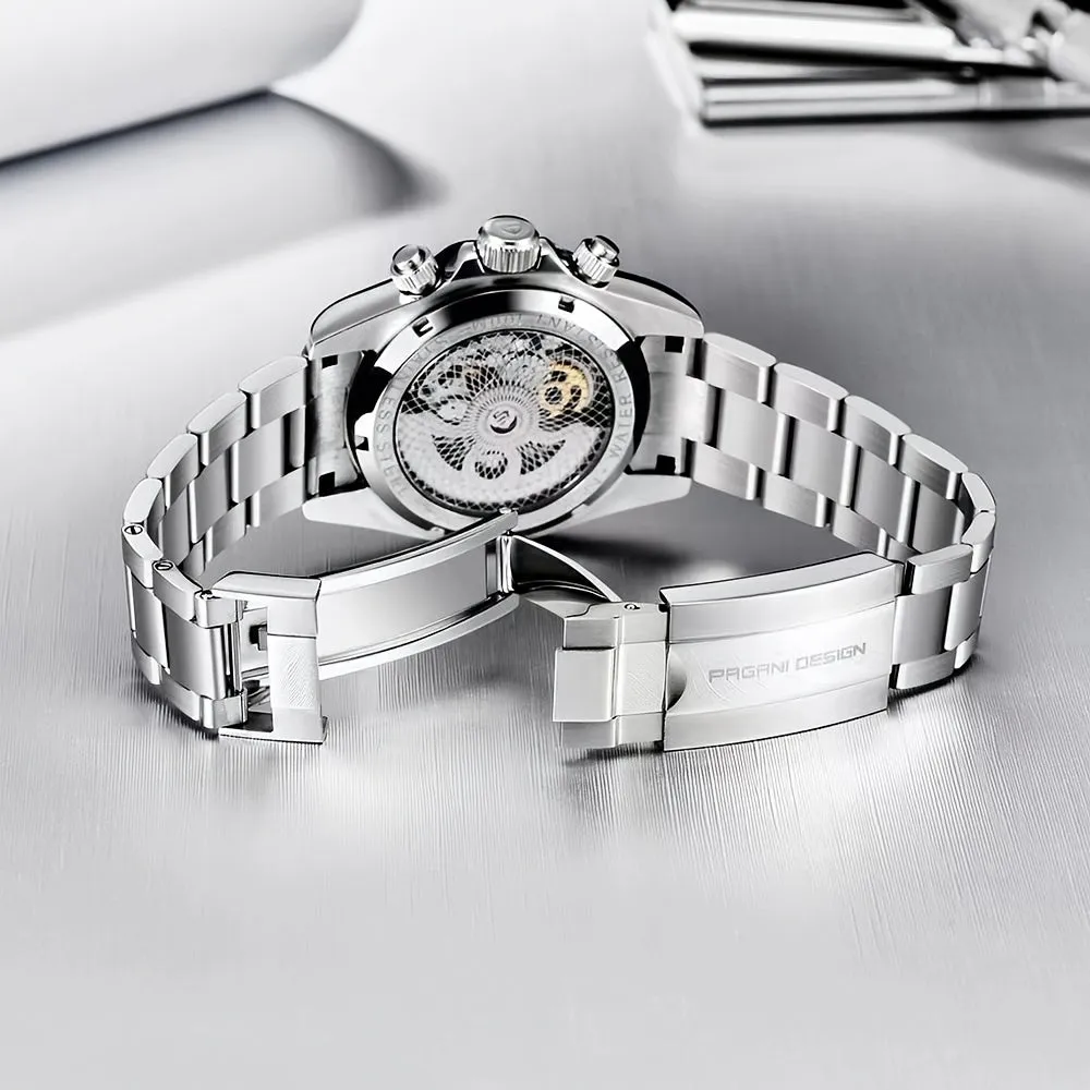 Double-sided Hollow Men's Fully Automatic Mechanical Watch, Luminous Waterproof Stainless Steel Large Dial Watch