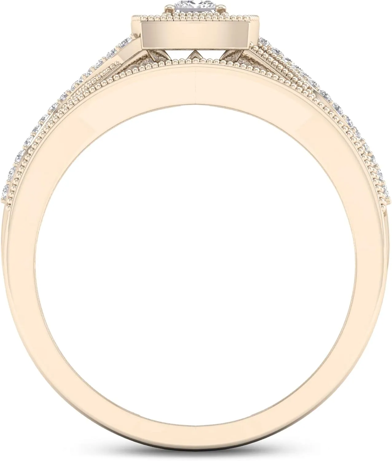 DZON 10k Gold 3/8Ct TDW Diamond Halo Engagement Ring Set (I-J,I2)