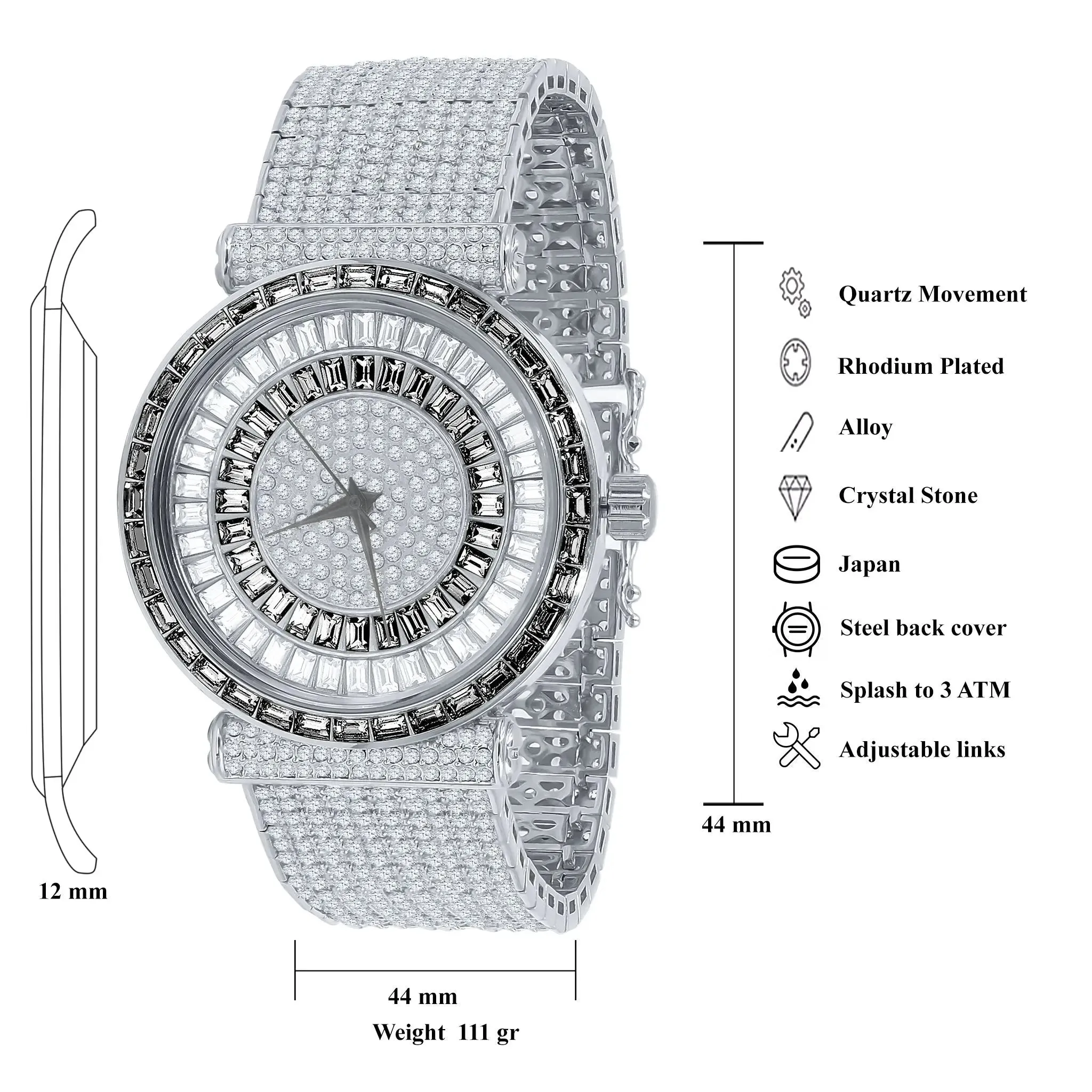 Elegant Rhodium-Plated FOXY Cubic Zirconia Watch | Model 5110347
