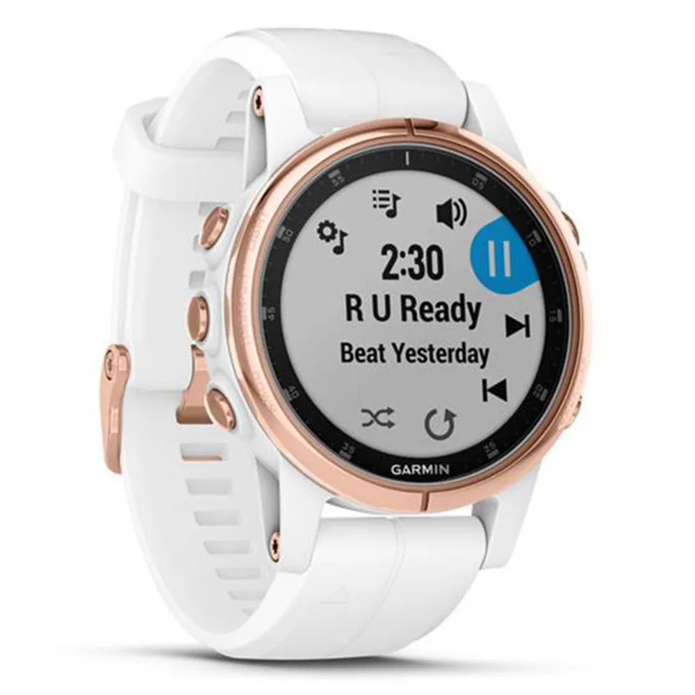 Garmin fenix 5S Plus Sapphire Rose Gold with White Rubber Strap Smart Watch - 010-01987-06