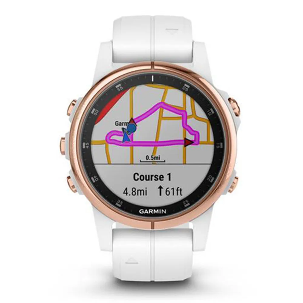 Garmin fenix 5S Plus Sapphire Rose Gold with White Rubber Strap Smart Watch - 010-01987-06