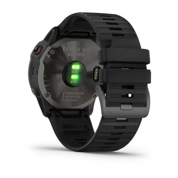 Garmin fenix 6X - Pro Solar Edition Pro Solar - Titanium Carbon Gray DLC with Black Band