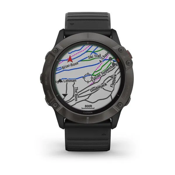 Garmin fenix 6X - Pro Solar Edition Pro Solar - Titanium Carbon Gray DLC with Black Band