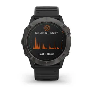 Garmin fenix 6X - Pro Solar Edition Pro Solar - Titanium Carbon Gray DLC with Black Band