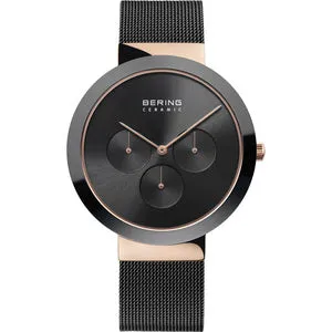 Gents Black And Rose Gold Stainless Steel Bracelet Watch