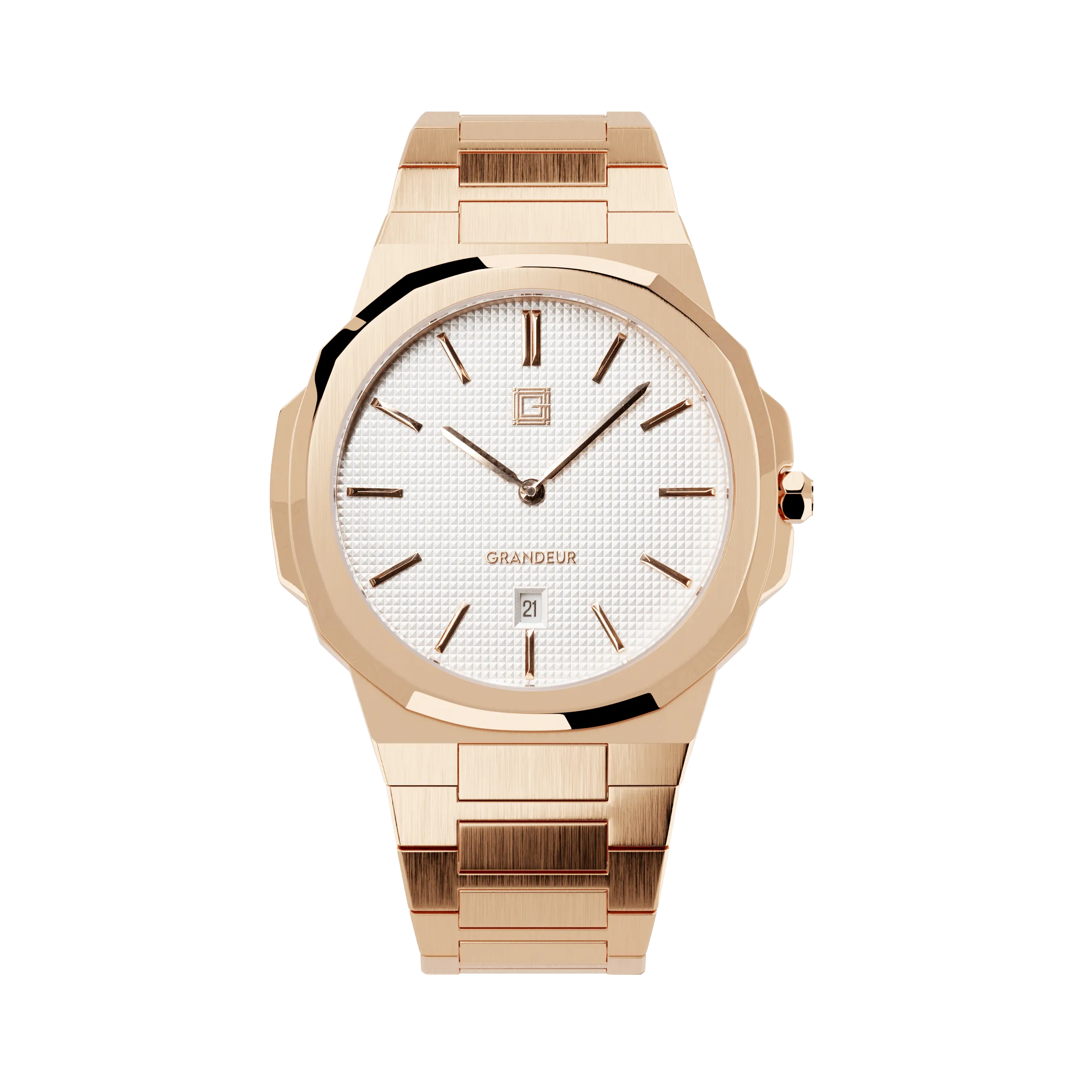 Grandeur Ultra Thin Stain Steel White/ Gold 40 MM Quartz Men