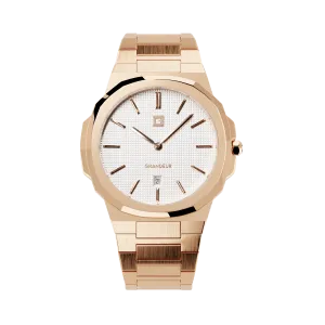 Grandeur Ultra Thin Stain Steel White/ Gold 40 MM Quartz Men