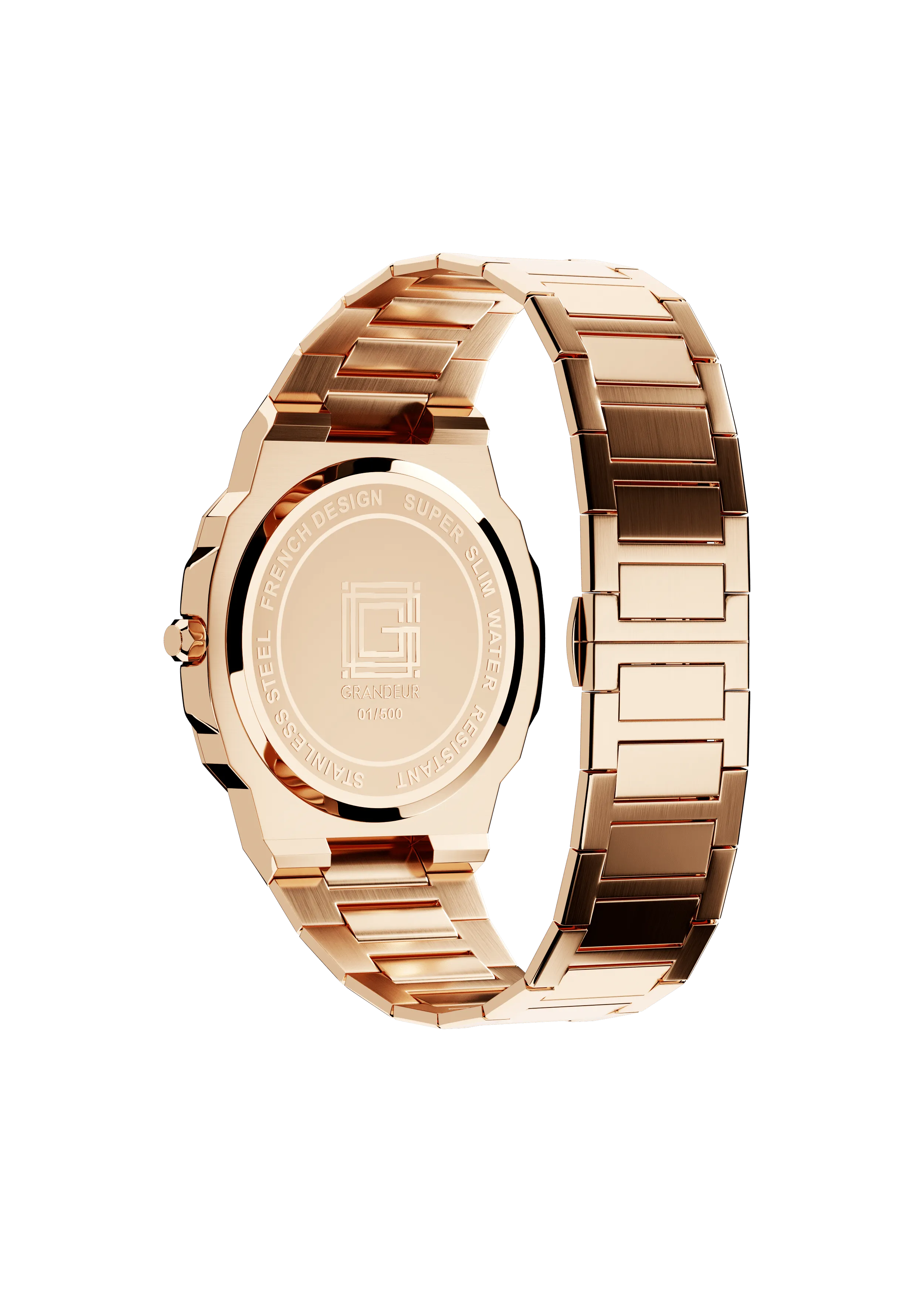 Grandeur Ultra Thin Stain Steel White/ Gold 40 MM Quartz Men