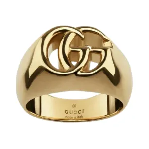 Gucci 18k Gold 'GG' Logo Running Chevalie Statement Ring