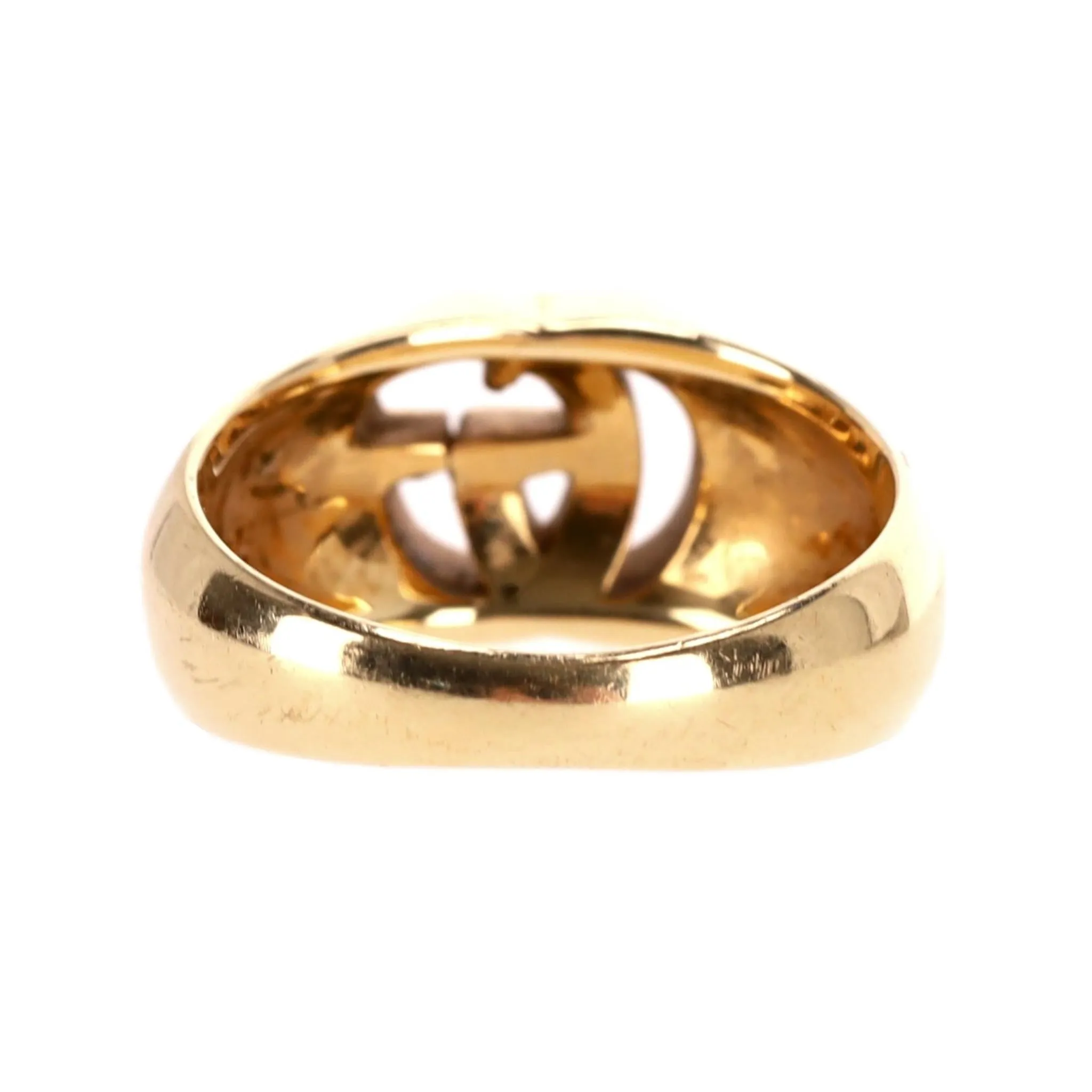 Gucci 18k Gold 'GG' Logo Running Chevalie Statement Ring