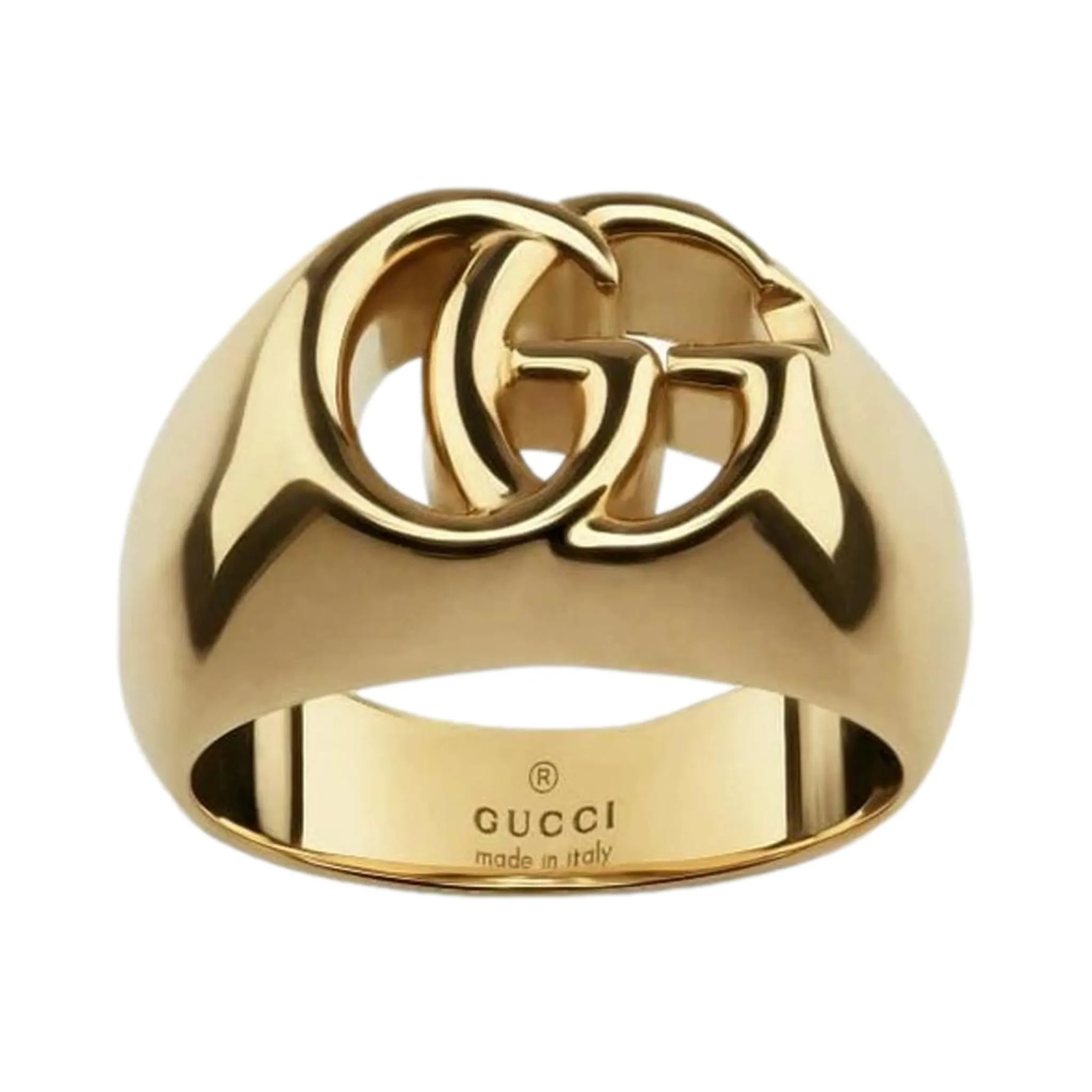 Gucci 18k Gold 'GG' Logo Running Chevalie Statement Ring