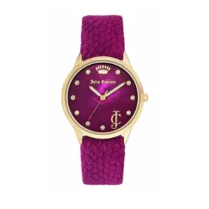 Juicy Couture with 36X36 MM Yellow Round Dial Velvet Band Strap; JC-1060HPHP