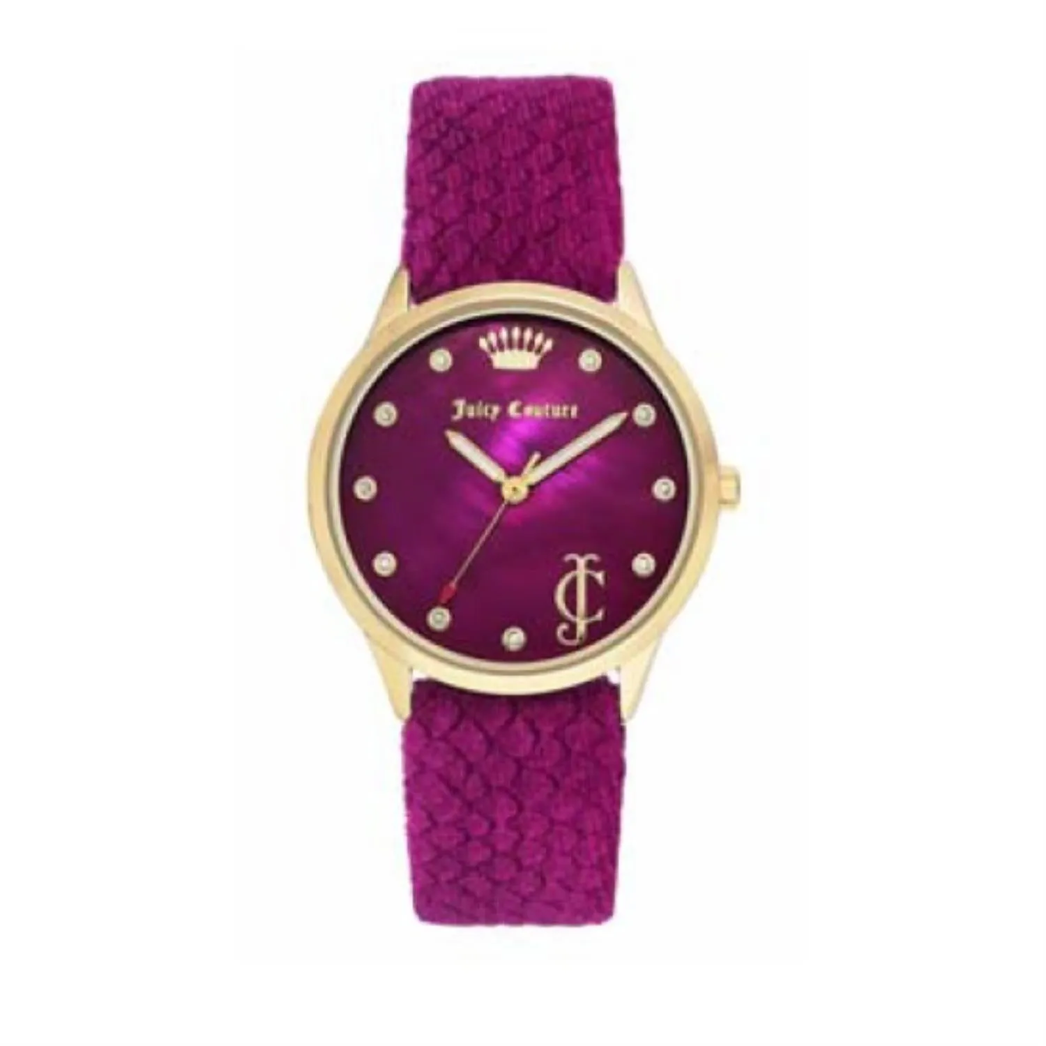 Juicy Couture with 36X36 MM Yellow Round Dial Velvet Band Strap; JC-1060HPHP