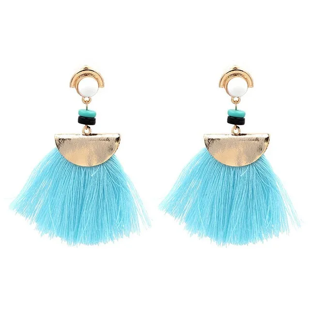 JURAN Long Tassel Statement Earrings New 2017 Trend Fashion Rope Big Earrings For Women 4 Colors Wholesale Jewelry F3309