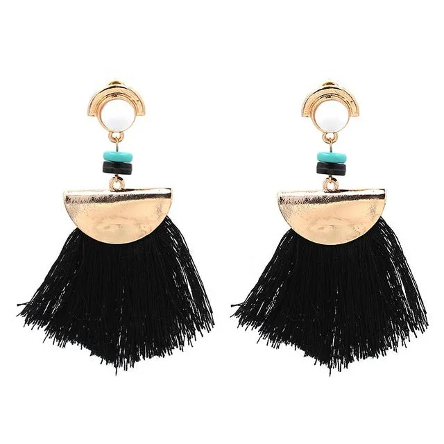 JURAN Long Tassel Statement Earrings New 2017 Trend Fashion Rope Big Earrings For Women 4 Colors Wholesale Jewelry F3309