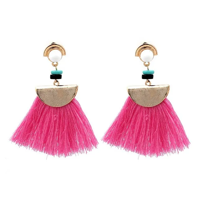 JURAN Long Tassel Statement Earrings New 2017 Trend Fashion Rope Big Earrings For Women 4 Colors Wholesale Jewelry F3309