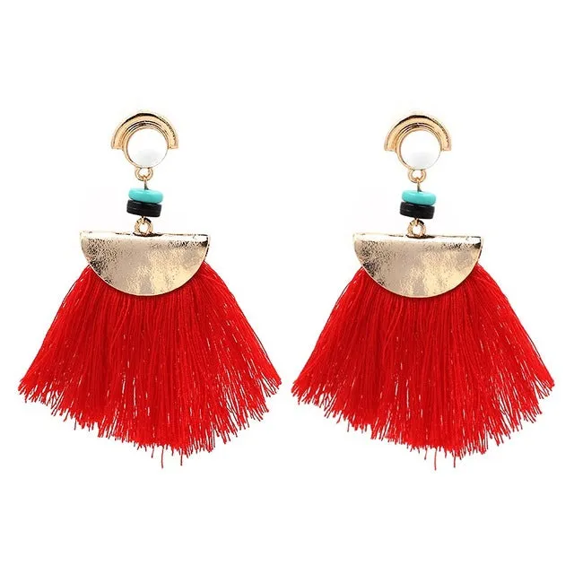 JURAN Long Tassel Statement Earrings New 2017 Trend Fashion Rope Big Earrings For Women 4 Colors Wholesale Jewelry F3309