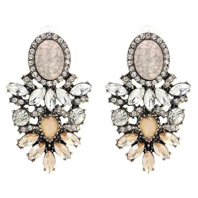 JURAN New Arrival Wholesale Good Quality Big Crystal Earring 2016 New Statement Fashion Handmade Stud Earrings For Women C3506