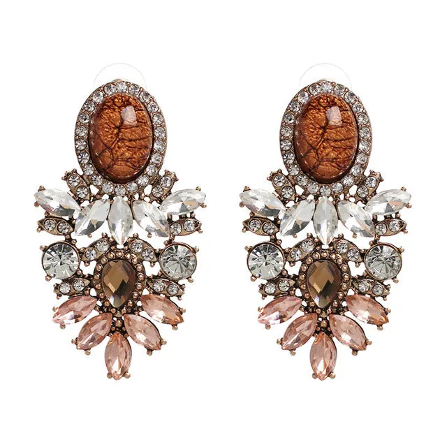 JURAN New Arrival Wholesale Good Quality Big Crystal Earring 2016 New Statement Fashion Handmade Stud Earrings For Women C3506