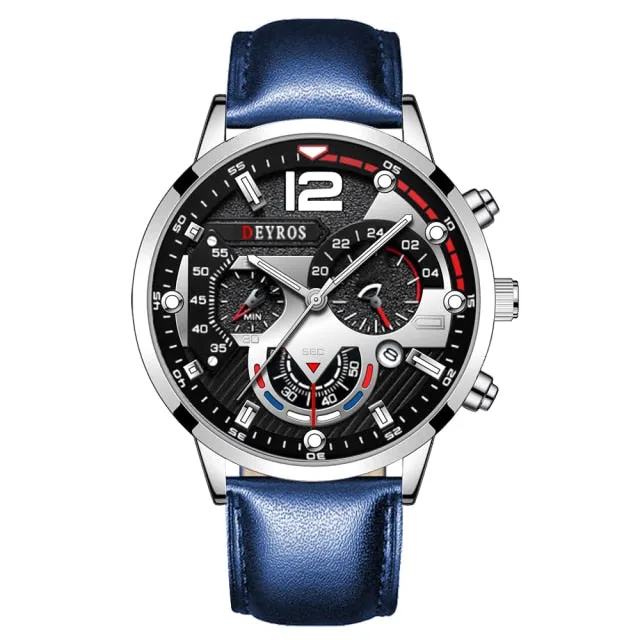 Leather Men's Watches Stainless Steel Quartz