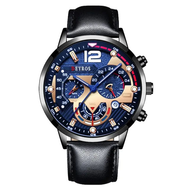 Leather Men's Watches Stainless Steel Quartz