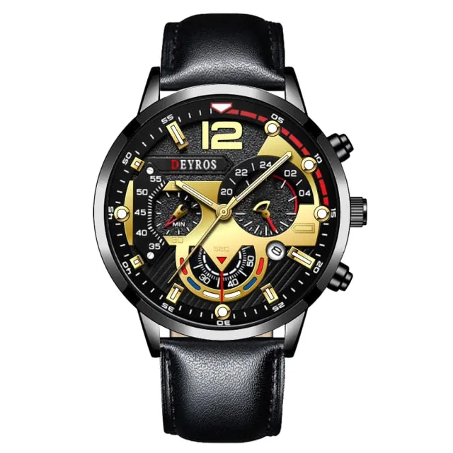 Leather Men's Watches Stainless Steel Quartz