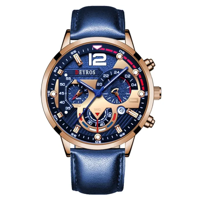 Leather Men's Watches Stainless Steel Quartz