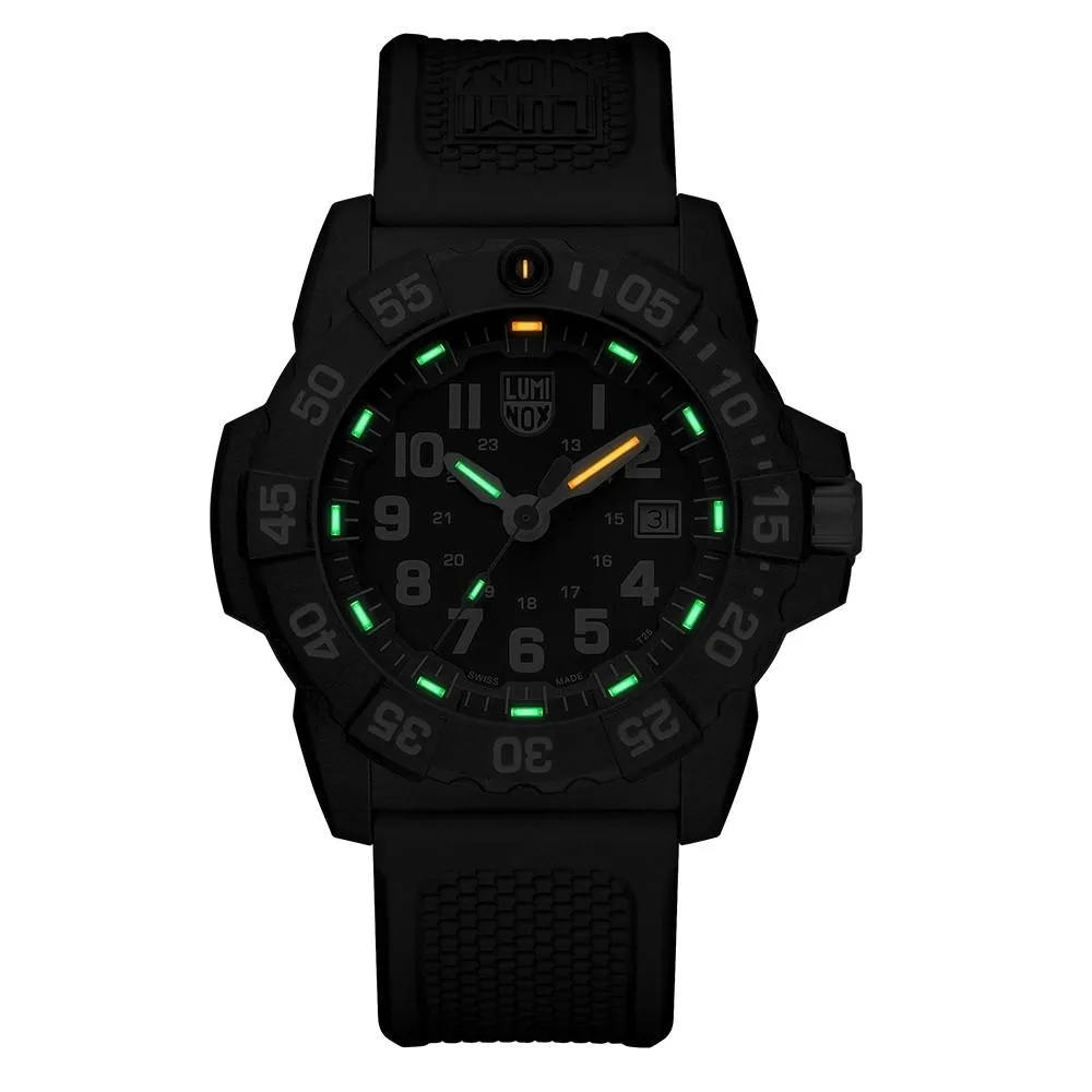Luminox Men's Navy Seal 3500 Series Black Rubber Band Black Dial Quartz Analog Watch - XS.3501