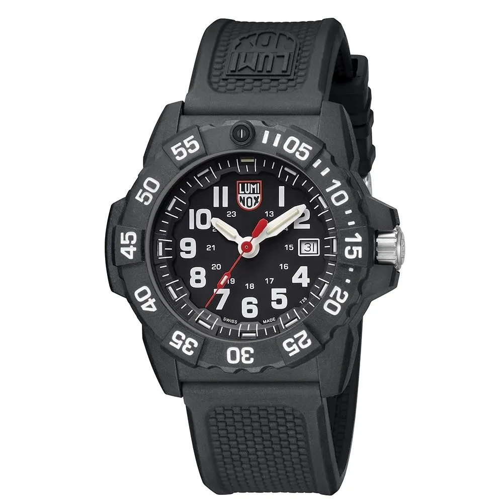 Luminox Men's Navy Seal 3500 Series Black Rubber Band Black Dial Quartz Analog Watch - XS.3501