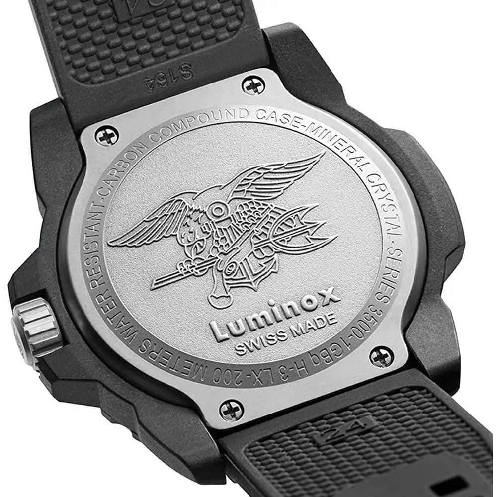 Luminox Men's Navy Seal 3500 Series Black Rubber Band Black Dial Quartz Analog Watch - XS.3501