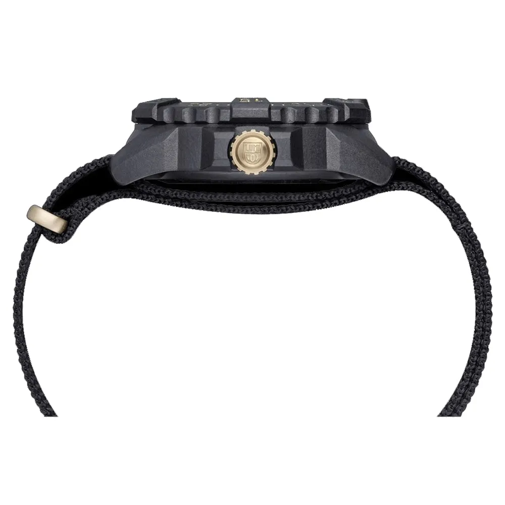 Luminox Mens Navy Seal 3500 Series Gold Limited Edition Black Dial Band Quartz Watch - XS.3501.GOLD