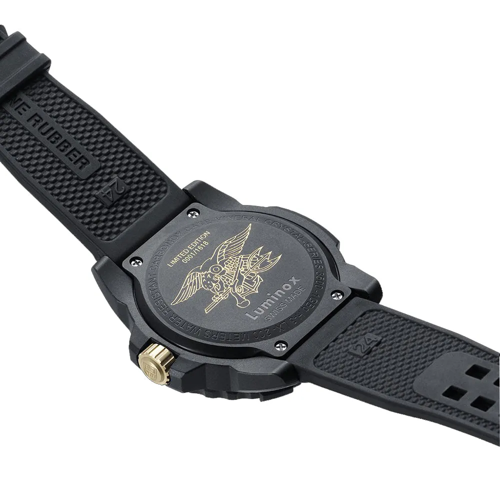 Luminox Mens Navy Seal 3500 Series Gold Limited Edition Black Dial Band Quartz Watch - XS.3501.GOLD