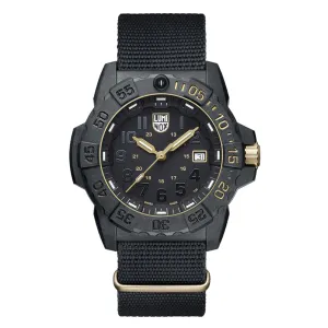 Luminox Mens Navy Seal 3500 Series Gold Limited Edition Black Dial Band Quartz Watch - XS.3501.GOLD