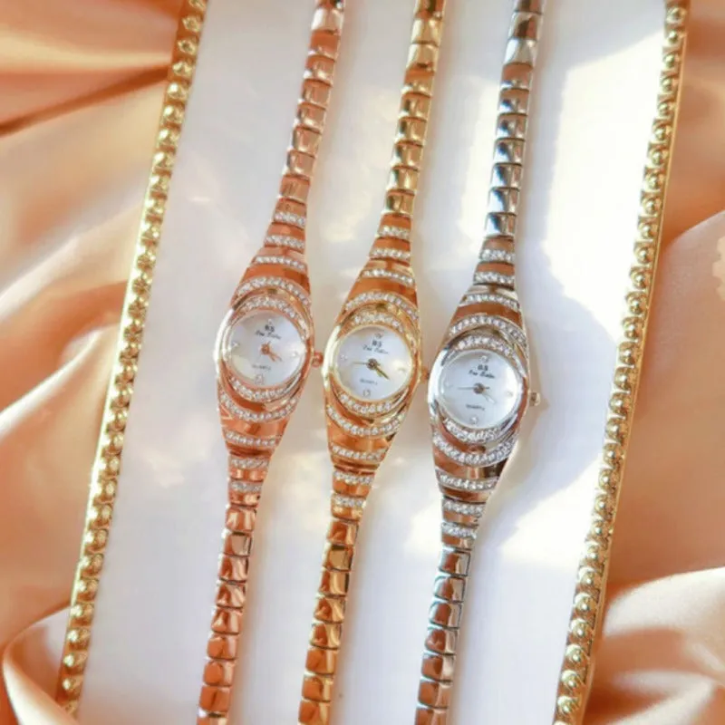 Luxury Bridal Wristwatche Women Rose Gold Wedding Jewelry