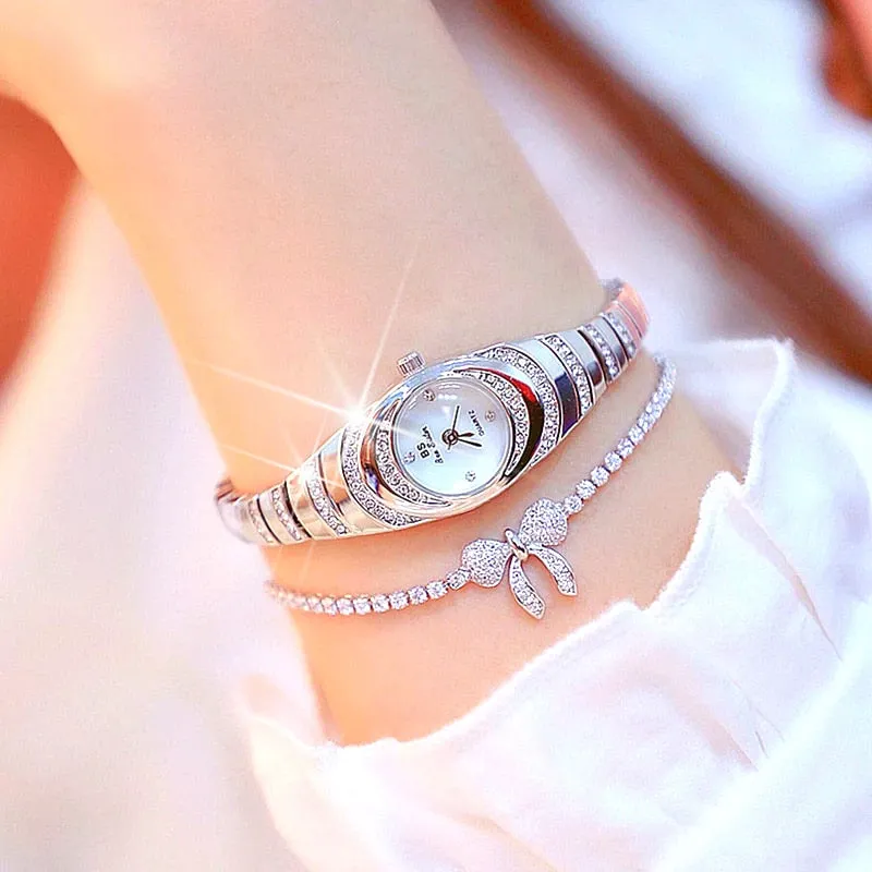 Luxury Bridal Wristwatche Women Rose Gold Wedding Jewelry