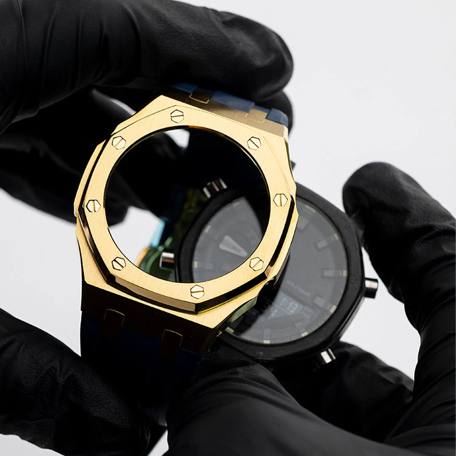 Luxury stainless steel case for G-Shock GA2100【Silicone strap】